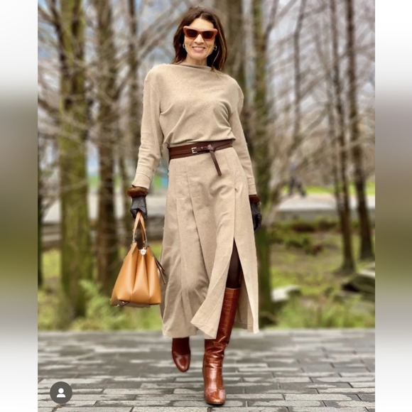 Zara * Wool Blend Limited Edition Midi Skirt Front Slit - Picture 5 of 14